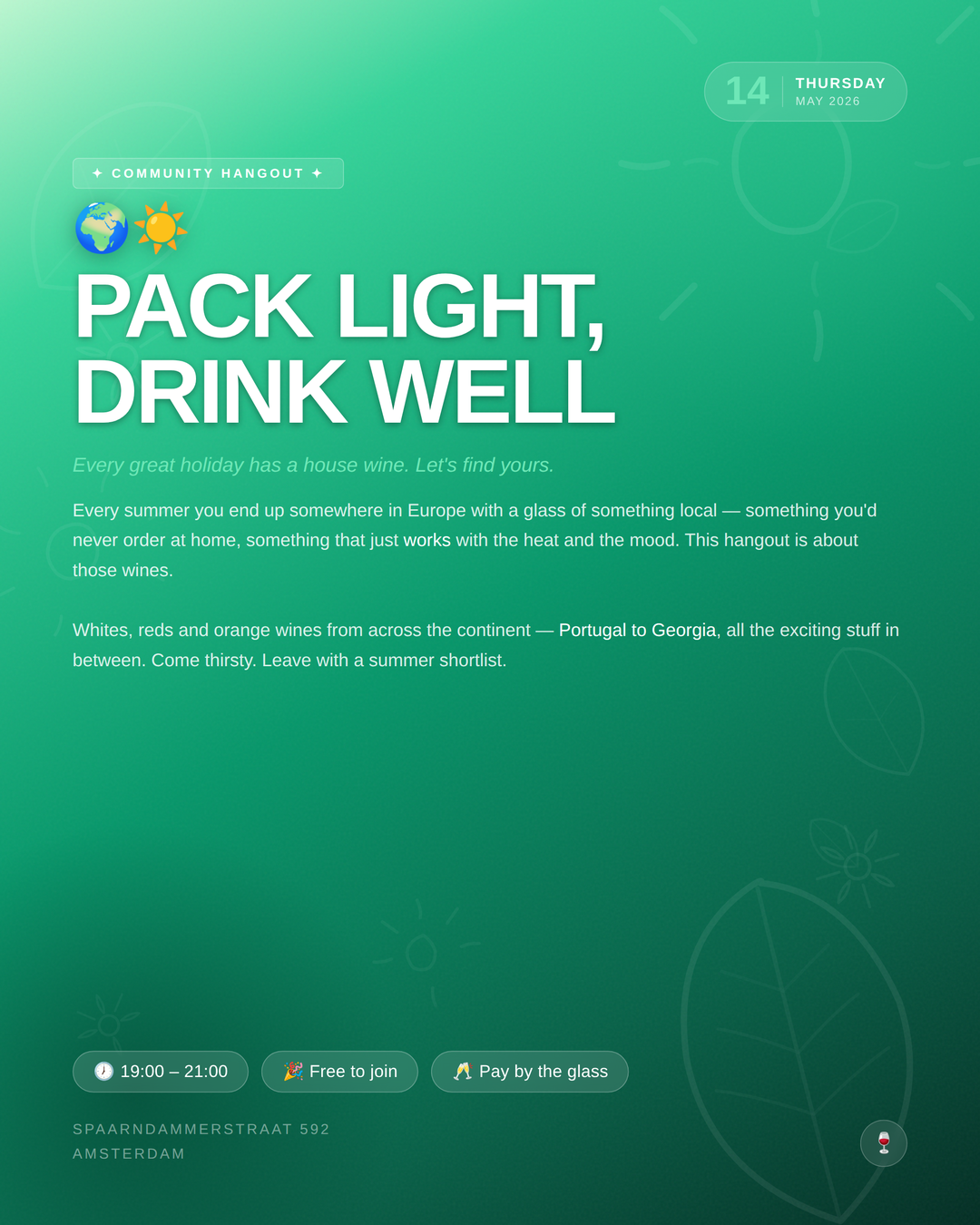 Community Hangout: Pack Light, Drink Well