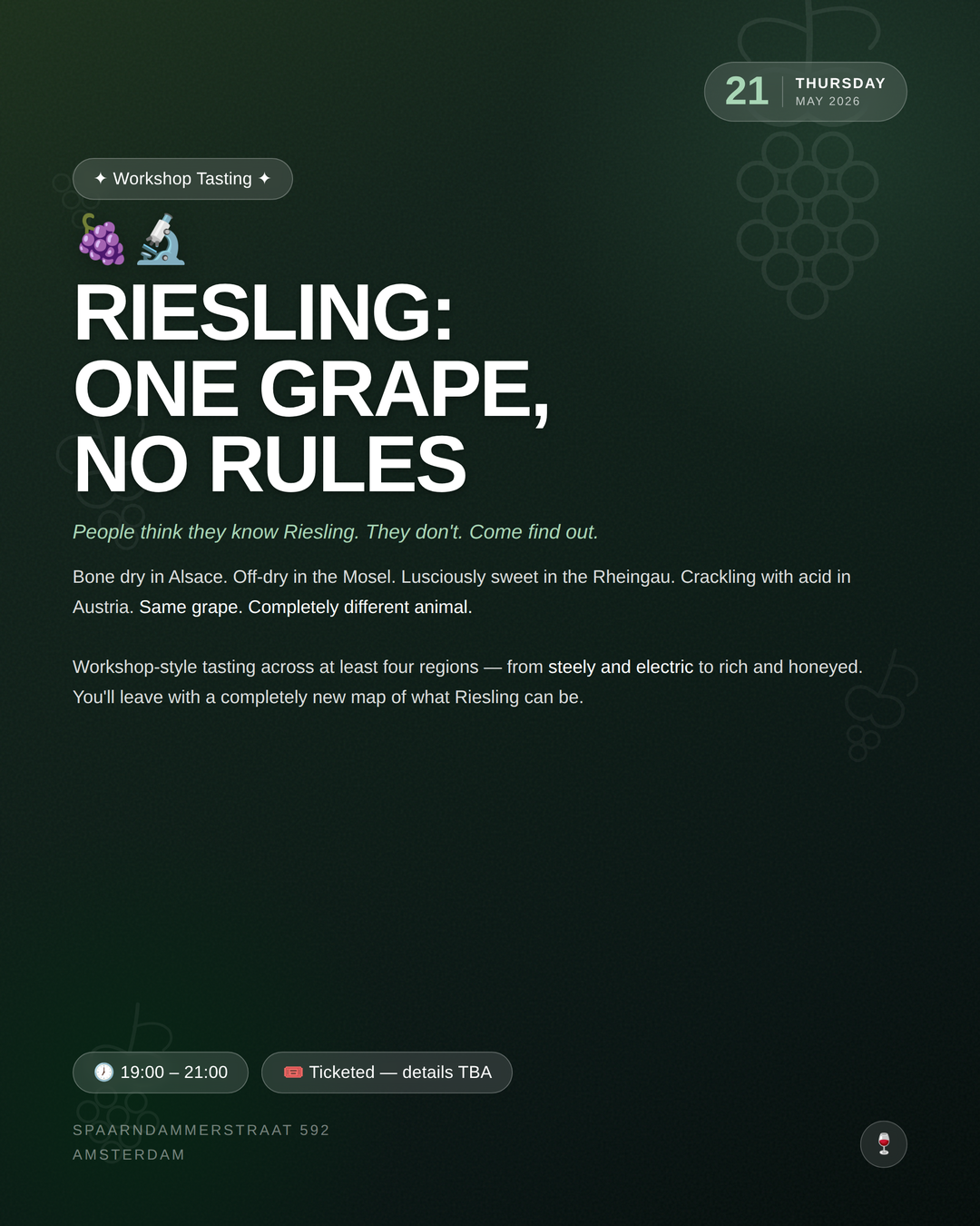 Workshop Tasting: Riesling - One Grape, No Rules